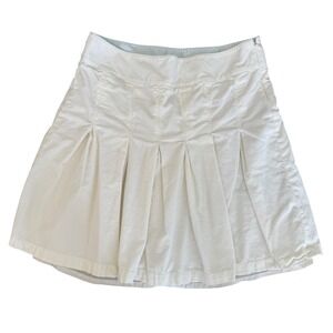 American Eagle White Corduroy Pleated Mini Skirt Size 14 Flared Skater Lined